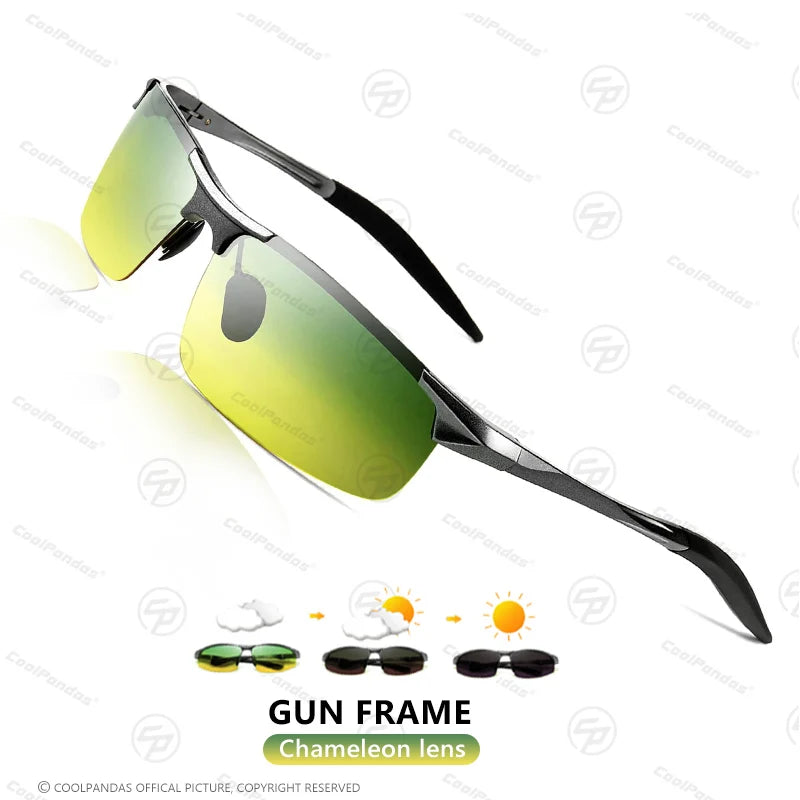 Aluminum Frame Photochromic Polarized UV400 Day Night Driving Safety Sunglasses for Men
