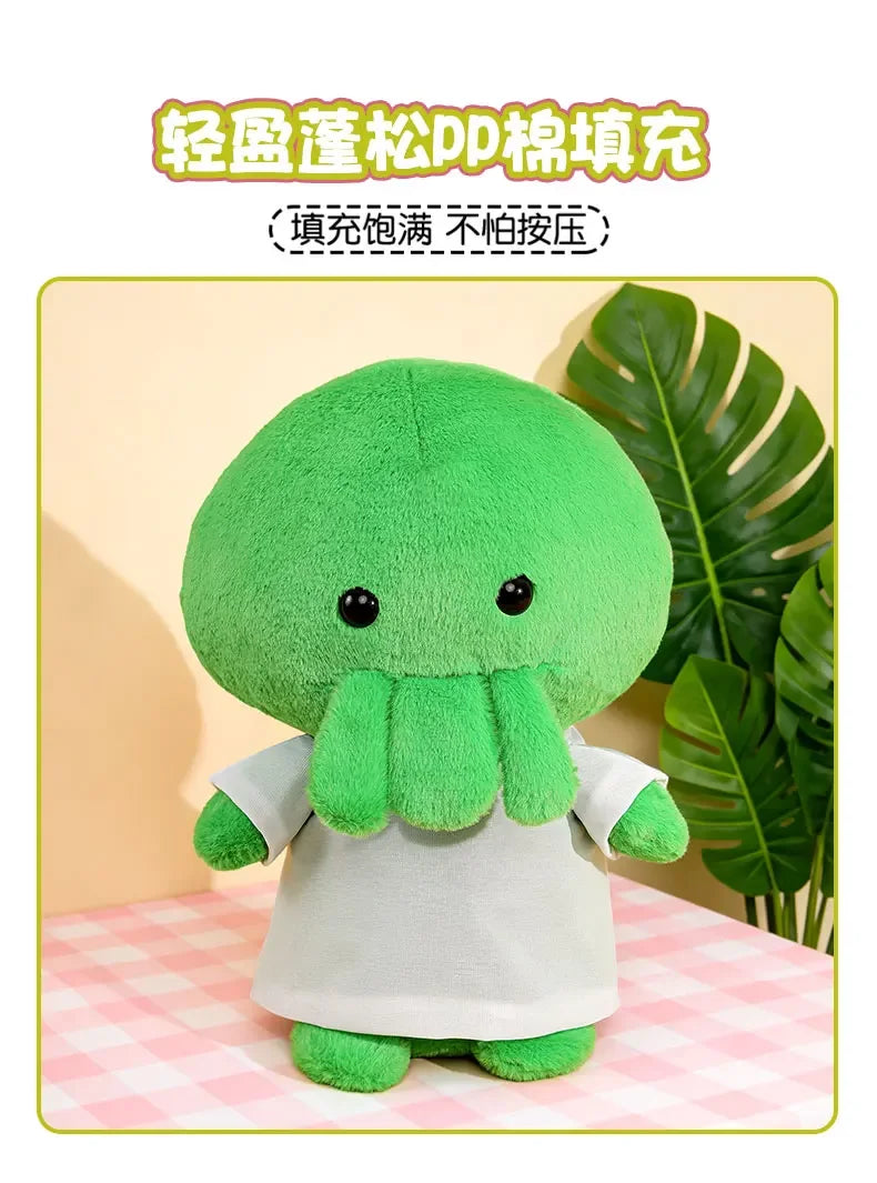 Cute Green Octopus Plush Toy With White Shirt