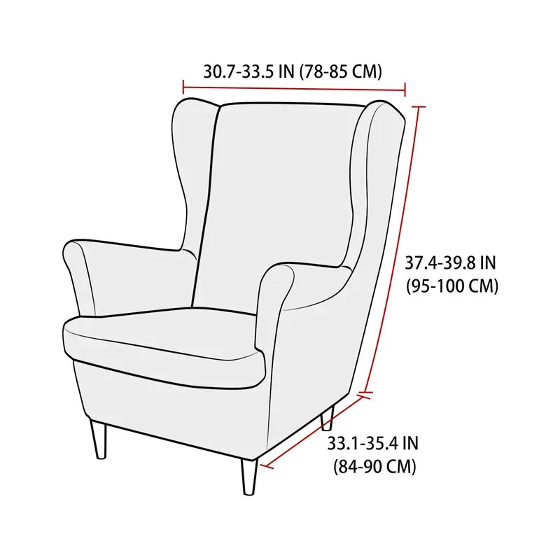 Polar Fleece Stretch Wing Chair Cover Elastic Single Wingback Chairs Covers with Seat Cushion Cover Relax Armchair Slipcovers