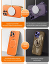 Magnetic Leather for Magsafe Case for iPhone 16 15 14 Pro Max 16Pro Ring Luxury Lens Protection Holder Phone Back Cover