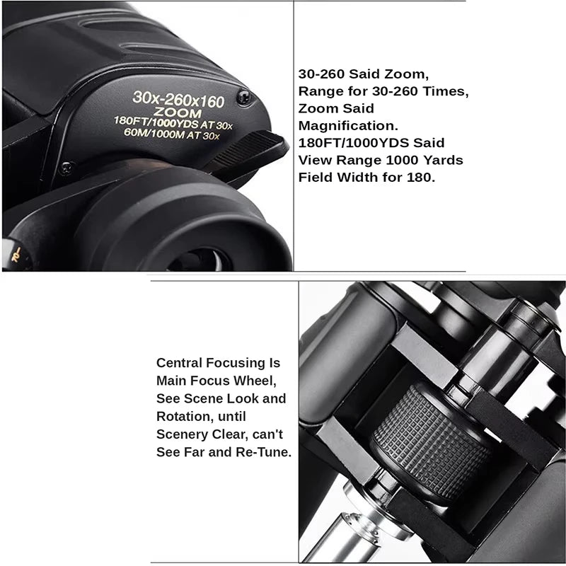 30-260X160 HD Ultra-High Telescopes Binoculars BAK4 Prism Binoculars Portable Fmc Coating for Camping Hunting Travel Observing O