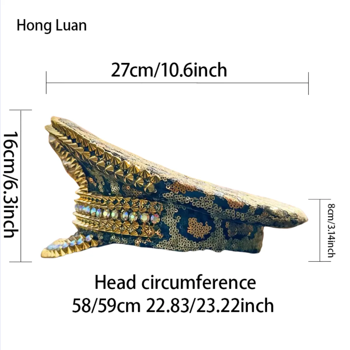 Golden Steampunk Captain Hat Rhinestone for Burning Man Festival Woman， Rave Festivals Accessories ＆ Party Caps for Man