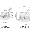180/250ml Double Wall Glass With Dish And Spoon Clear Glass Espresso Cups Set Heat Resistant Handle Coffee Mug Drinkware