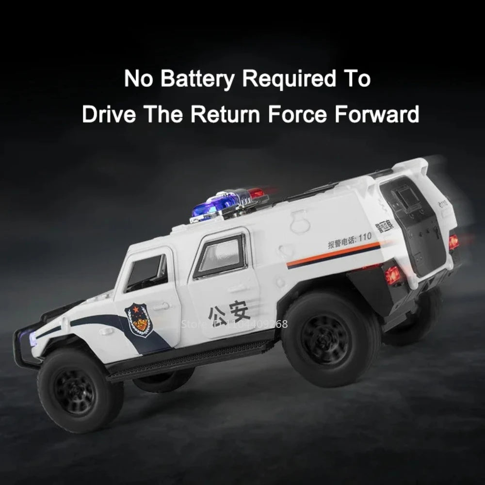 1:32 DongFeng MengShi Honda Accord Police Car Model Toy Metal Diecast Pull Back Doors Opend Vehicles Models Boys Holiday Gifts