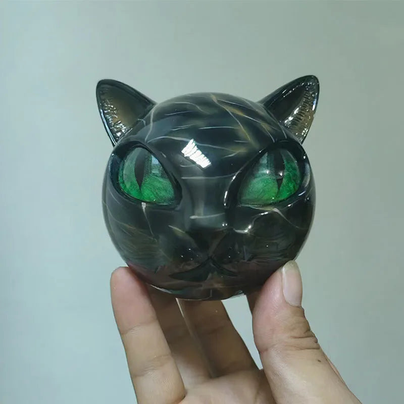 Black Cat Figurine Resin Cat Head Healing Stone Marble Texture Cat Stone Resin Cat Sculpture Ornament Cat Sculpture Craft