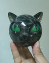 Black Cat Figurine Resin Cat Head Healing Stone Marble Texture Cat Stone Resin Cat Sculpture Ornament Cat Sculpture Craft