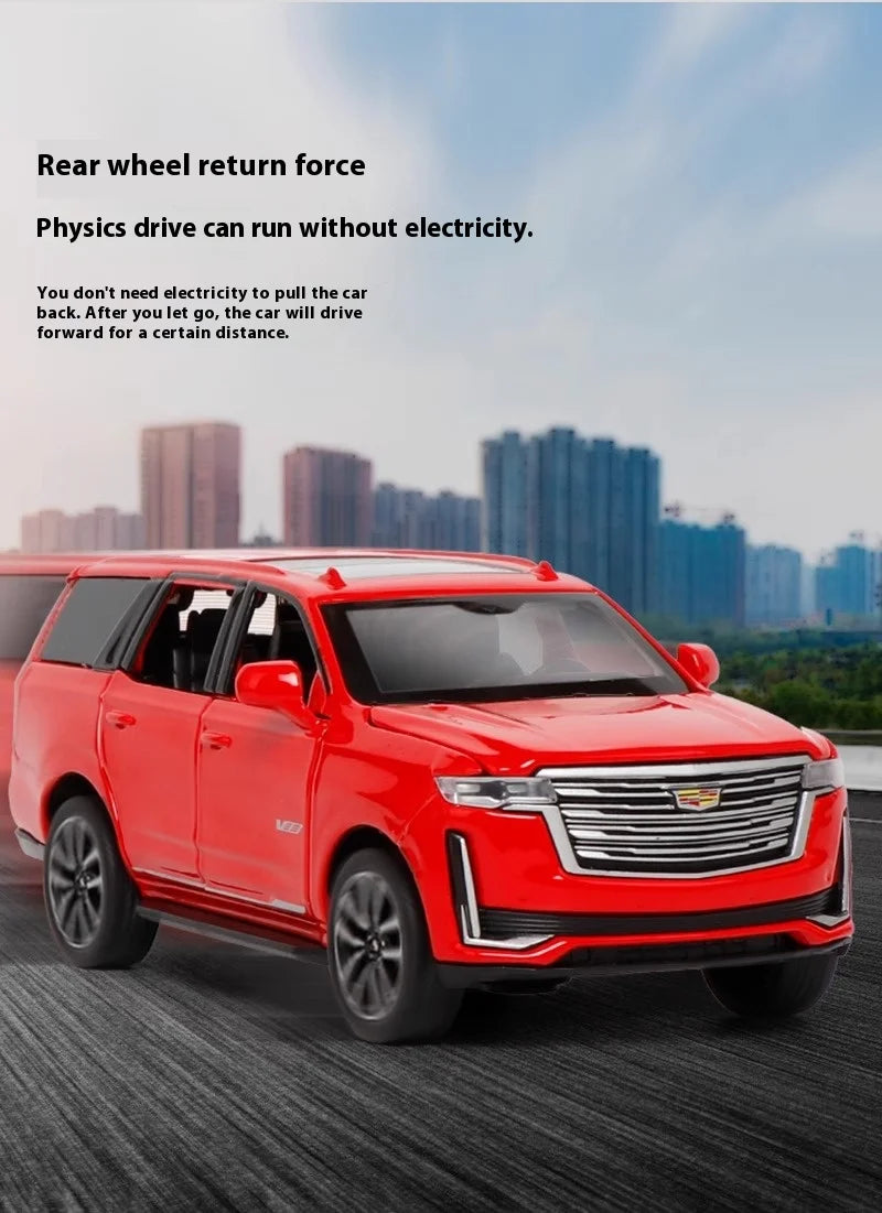 Diecast 1:32 Cadillac Escalade SUV Alloy Model Sound And Light Pull Back Toy Accessories For The Car Birthday Present For Boys
