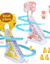 Kids Electric Small Duck Climbing Stairs Toy DIY Rail Racing Track Music Roller Coaster Duck Toy For Baby Kids Gift