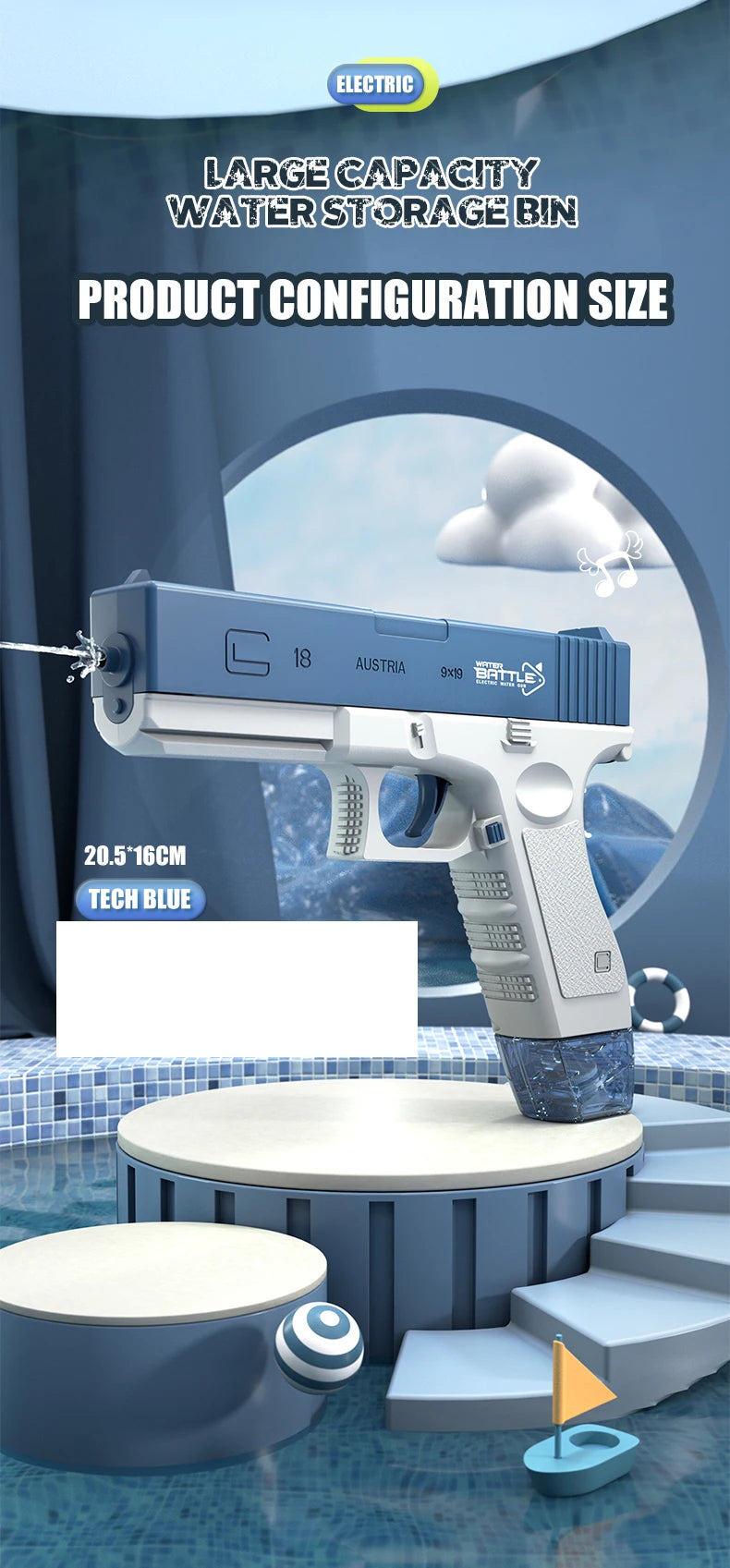 Electric M416 Water Gun with Full Automatic Shooting – Rechargeable Summer Outdoor Water Blaster