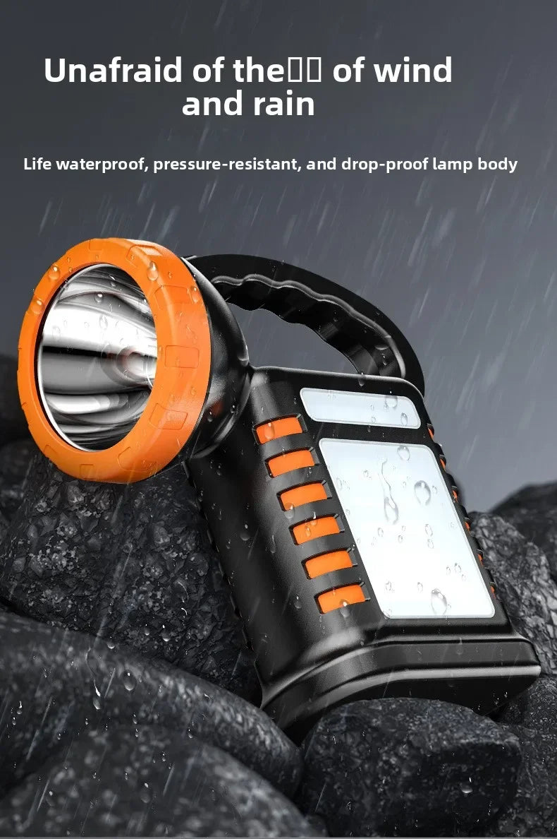 Portable Solar Rechargeable Handheld Work Light Multi-Function LED Camping Emergency Patrol Flashlight