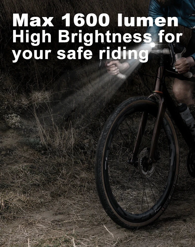 1600LM Bike Light Front Lamp TypeC Rechargeable LED 21700 5000mAh Bicycle Light Waterproof Headlight Bike Accessories