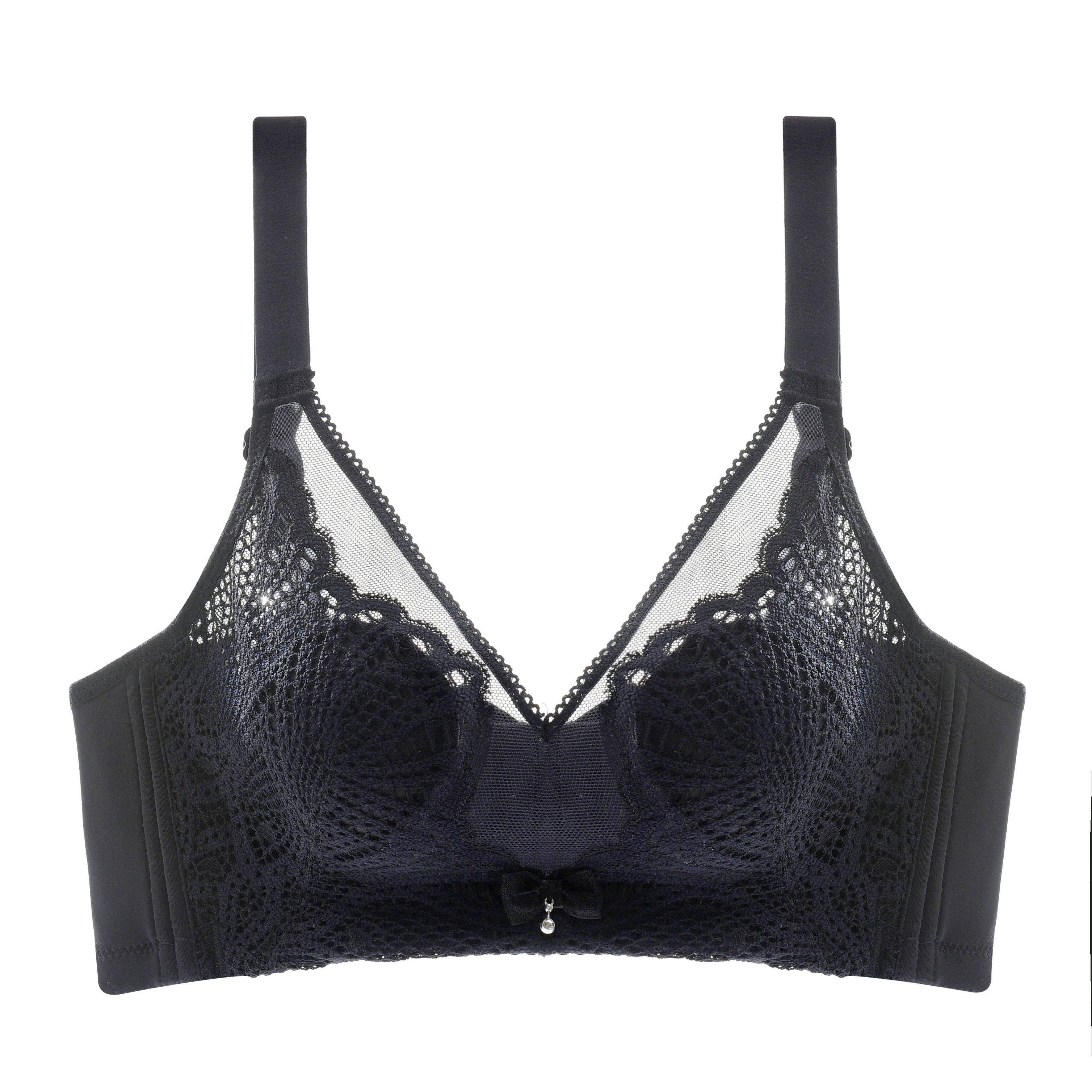 Women’s Lace Transparent Rabbit Ears Bra – Soft, Wire-Free Push-Up with Adjustable Straps