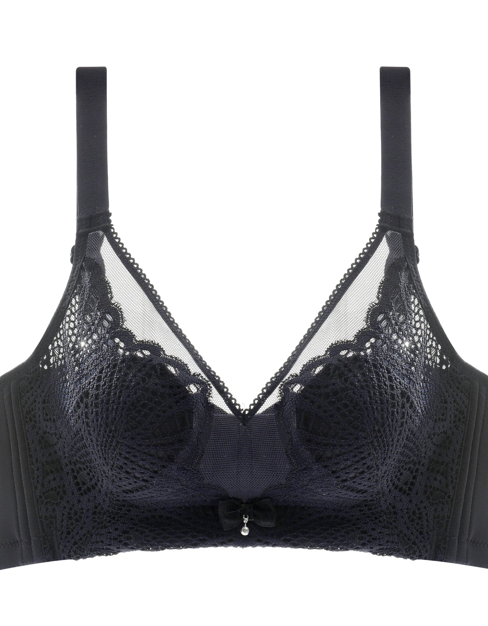 Women’s Lace Transparent Rabbit Ears Bra – Soft, Wire-Free Push-Up with Adjustable Straps