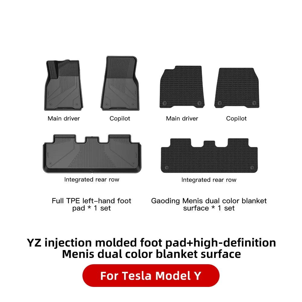 TPE Full Coverage Floor Mats for Tesla Model 3 and Model Y 2021 2024 All Weather Non Slip Protection