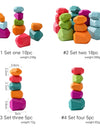 Wood Rainbow Stones Block Colorful Wooden Building Block Rainbow Stacker Balancing Stone Montessori Educational Toy Children