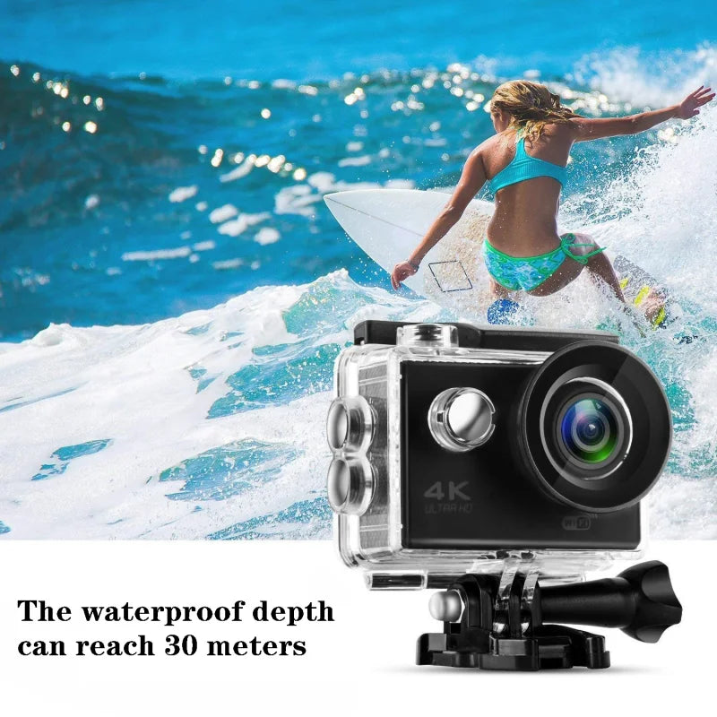 4K WiFi Action Camera with 2 Inch Display and 30M Waterproof Housing