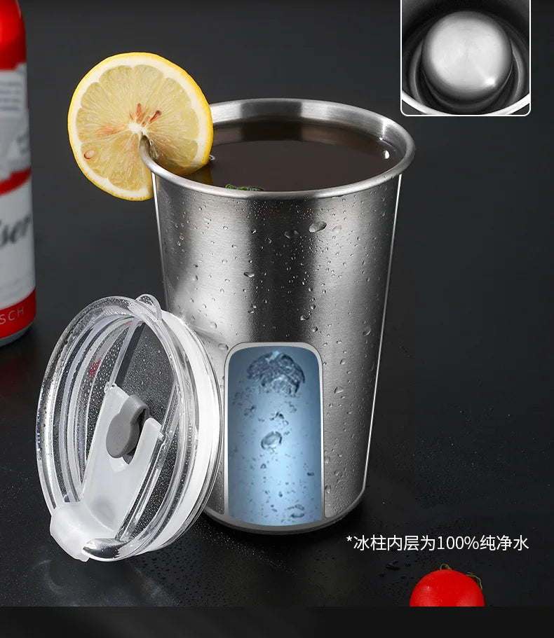 Stainless Steel Quick Cooling Mug Portable Freeze Cup with Lid Fast Chill for Beer Juice Cold Drinks Large Capacity Home Car Use
