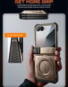 For Samsung Galaxy Z Flip 7 Case UB Grip Military-Grade Rugged Back Phone Case with Stand & Front Screen Protector