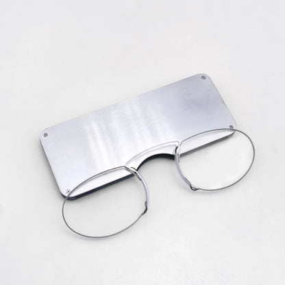 Rimless Foam Nose Clip On Reading Glasses Mini Portable Lazy Glasses With Alloy Case Men Women +1+1.5+2+2.5+3