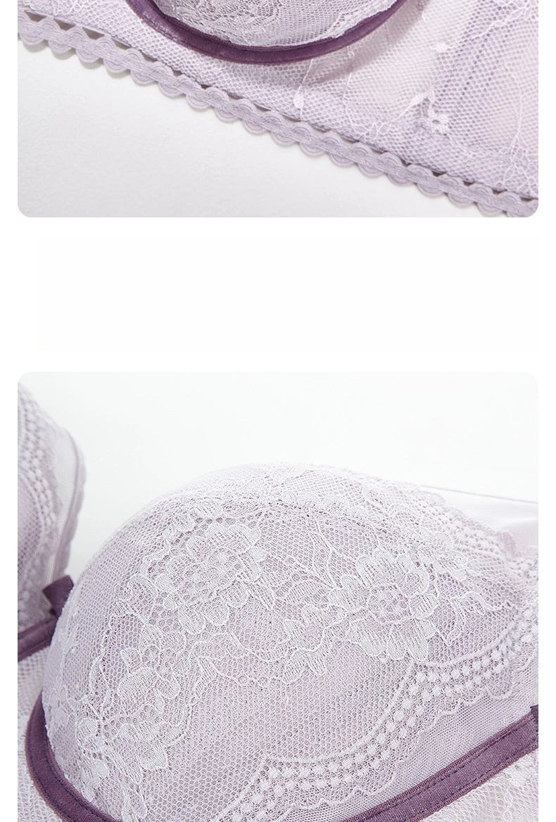 Womens Lace Thin Cup Push Up Underwire Bra