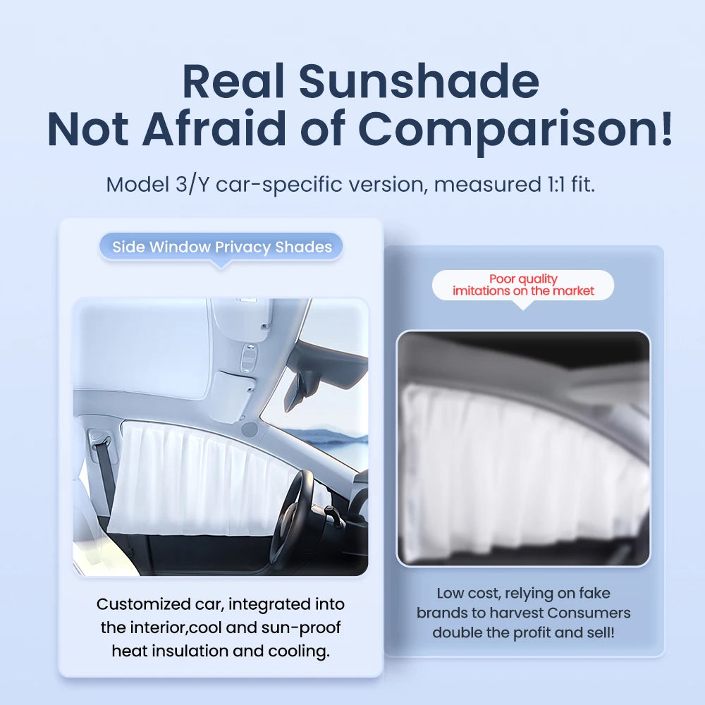 Ice Crystal Side Window Privacy Sunshade Set for Tesla Model 3 Y YL Highland Front and Rear Windshield Cover