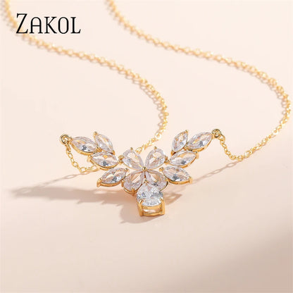 Luxury Clear AAA Cubic Zirconia Water Drop Pendant Necklaces