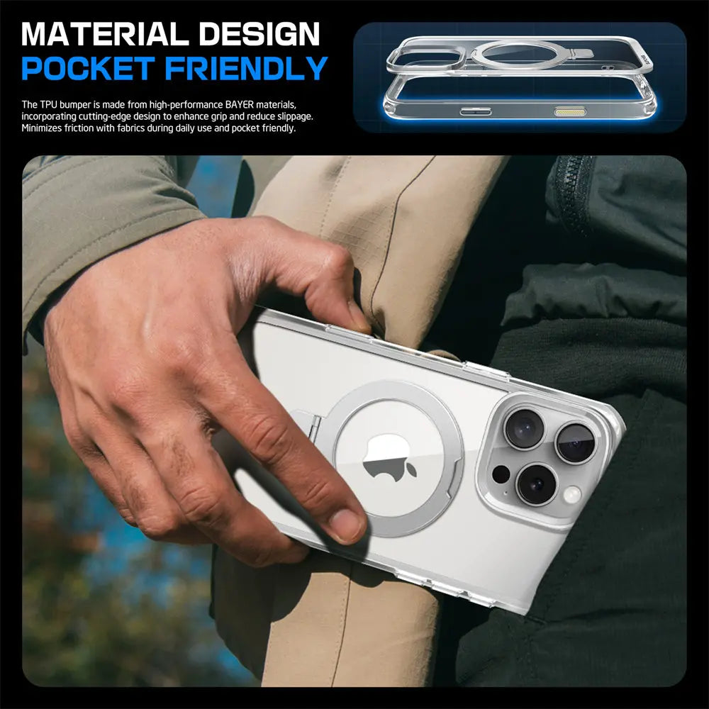 For iPhone 16 Pro Case with Camera Control Capture Button UB Mag Stand Series Slim Protective  Phone Case