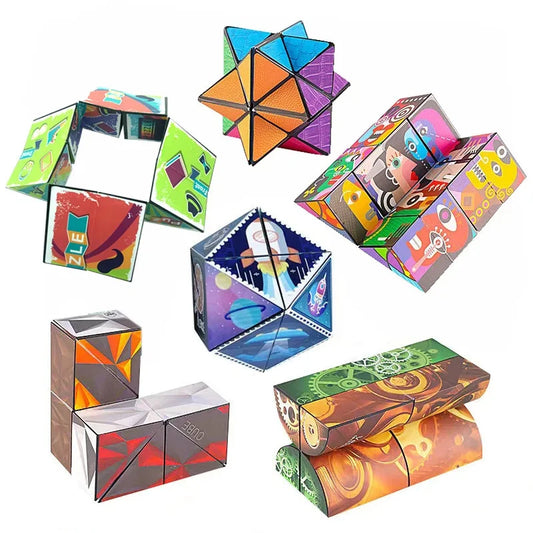 Extraordinary 3D Magic Cube Puzzle Fidget Toys Variety Geometric Shape Changeable Decompression Hand Flip Puzzle Cube