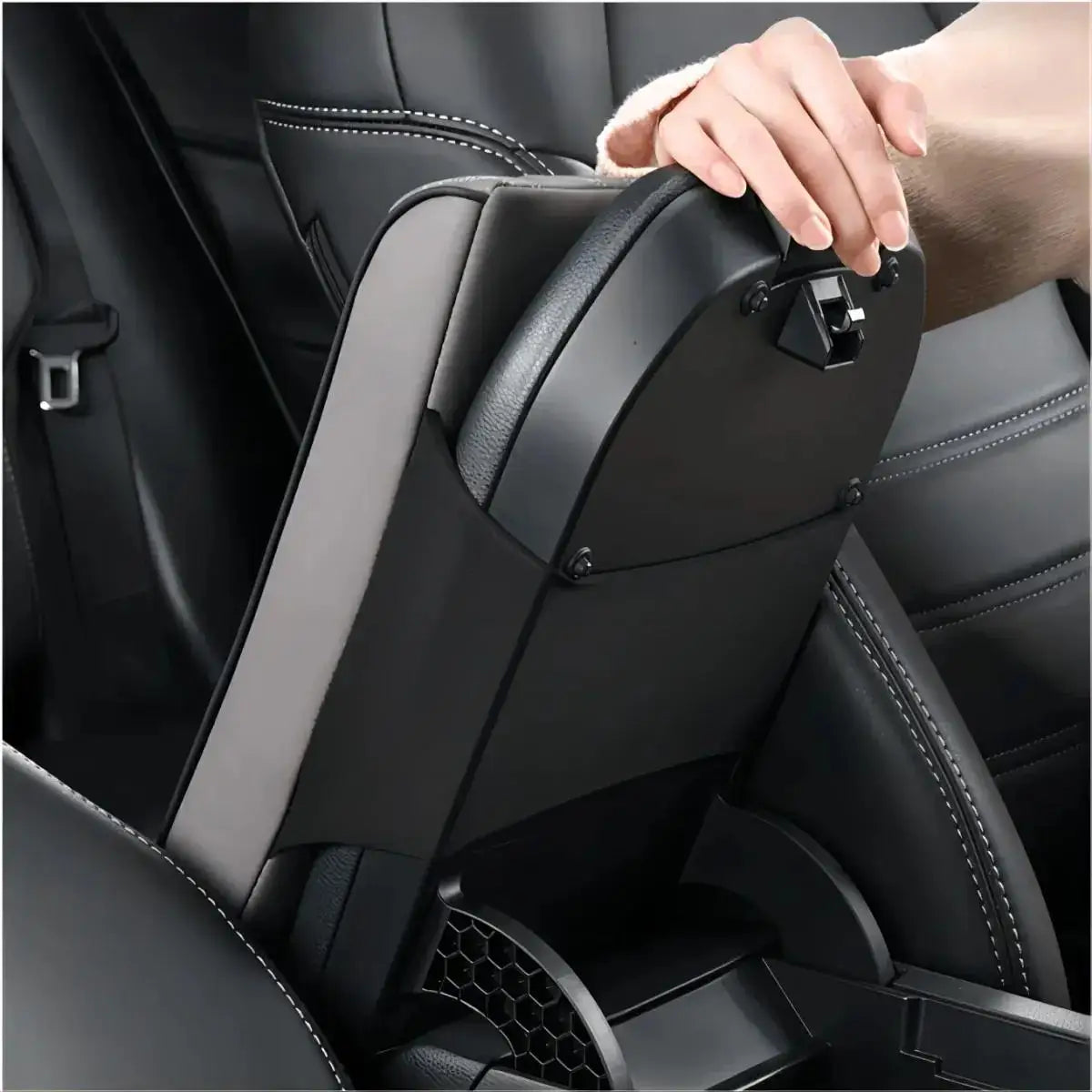 Wave Embroider PU Leather Car Armrest Mat Center Console Arm Rest Protection Cushion Auto Armrests Storage Box Cover Pad
