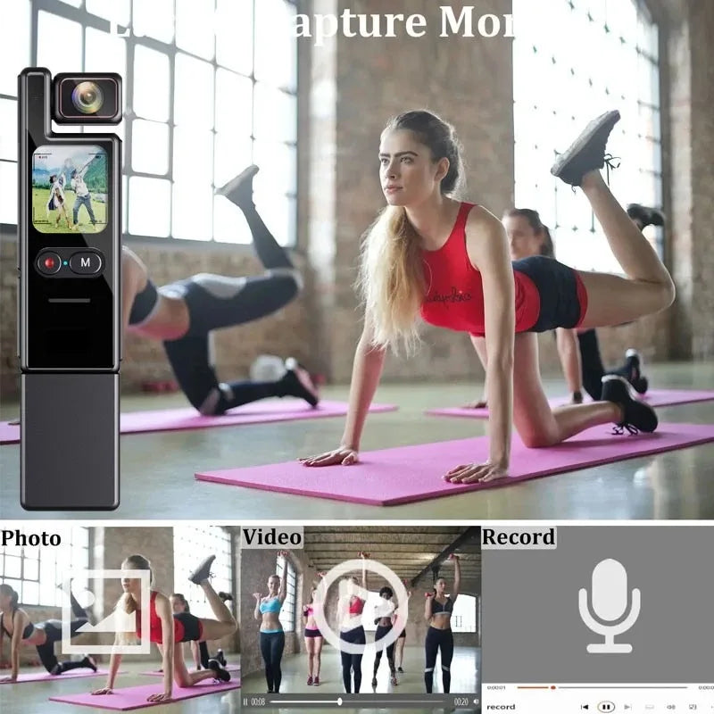 4K Pocket Action Camera with 4X Zoom Touch Screen Anti-Shake Waterproof Vlogging Sports Video Recorder