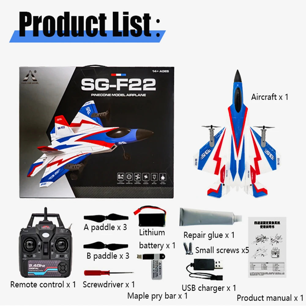 RC Plane F22 Stunts Plane 2.4G Radio Control Glider Remote Control 3D Plane Glider Airplane EPP Foam Boys Toys for