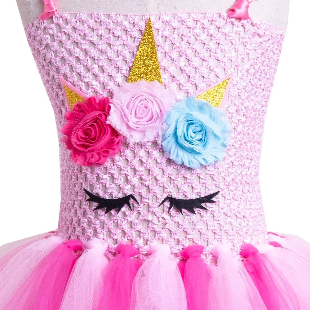 Christmas Pink Unicorn Dress for Girls Ballet Dance Ball Princess Tutu Dress Birthday Party Gift Halloween Cosplay Costume