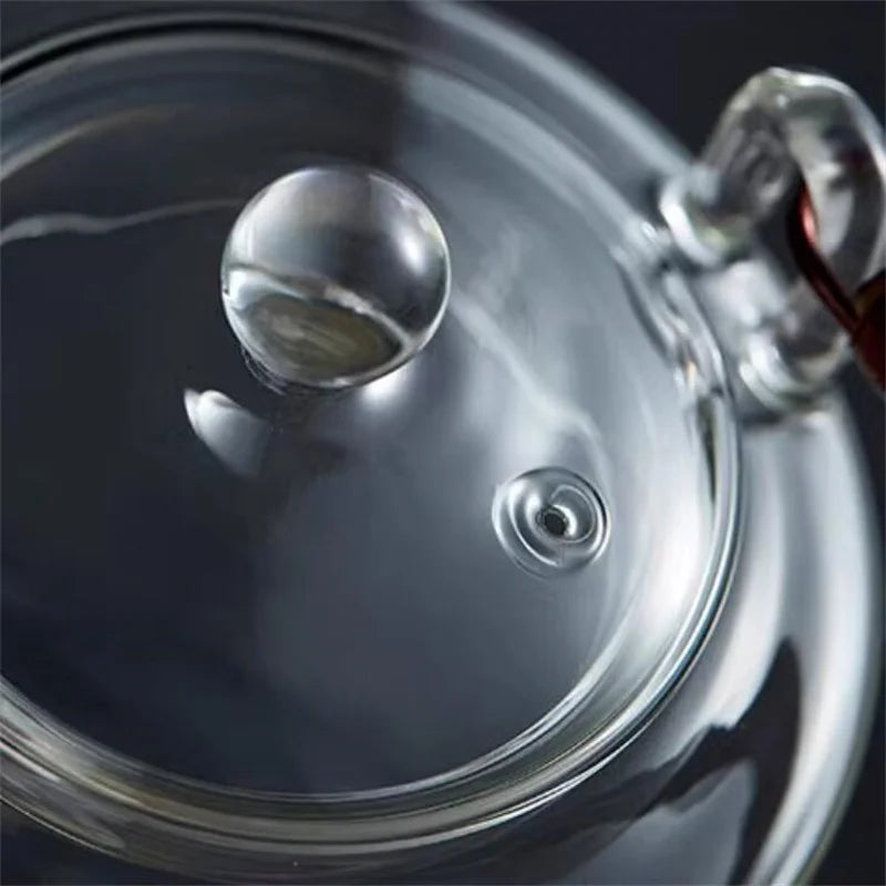 1350ml Bamboo Handle Beam Tea Pot Heat Resistant Glass Teapot With Filter Flower Tea Kettle Kungfu Lifting Beam Tea Pot Teaware