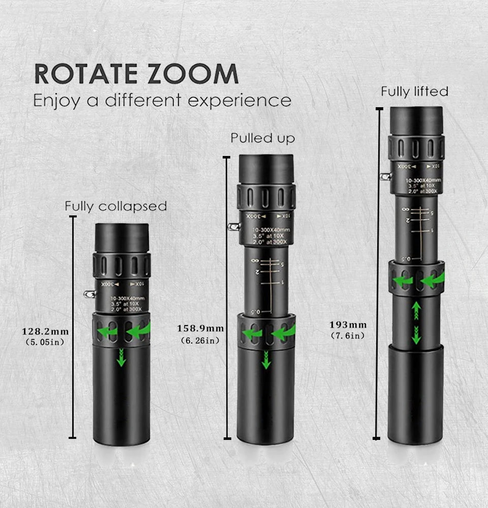 10-300x40 Zoom Telescope HD 4K Portable Strong Binoculars Long Range Professional Monocular BAK4-Prisms For Hunting Camping