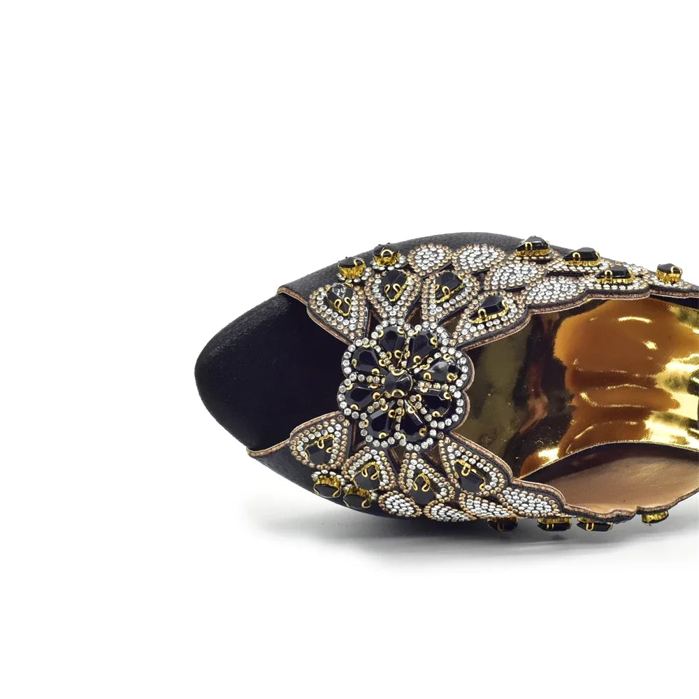 New Design Italian New Party Fashion Color Buckle High Heels Italian Women Pumps Decorated with Rhinestone Luxury Wedding Shoes