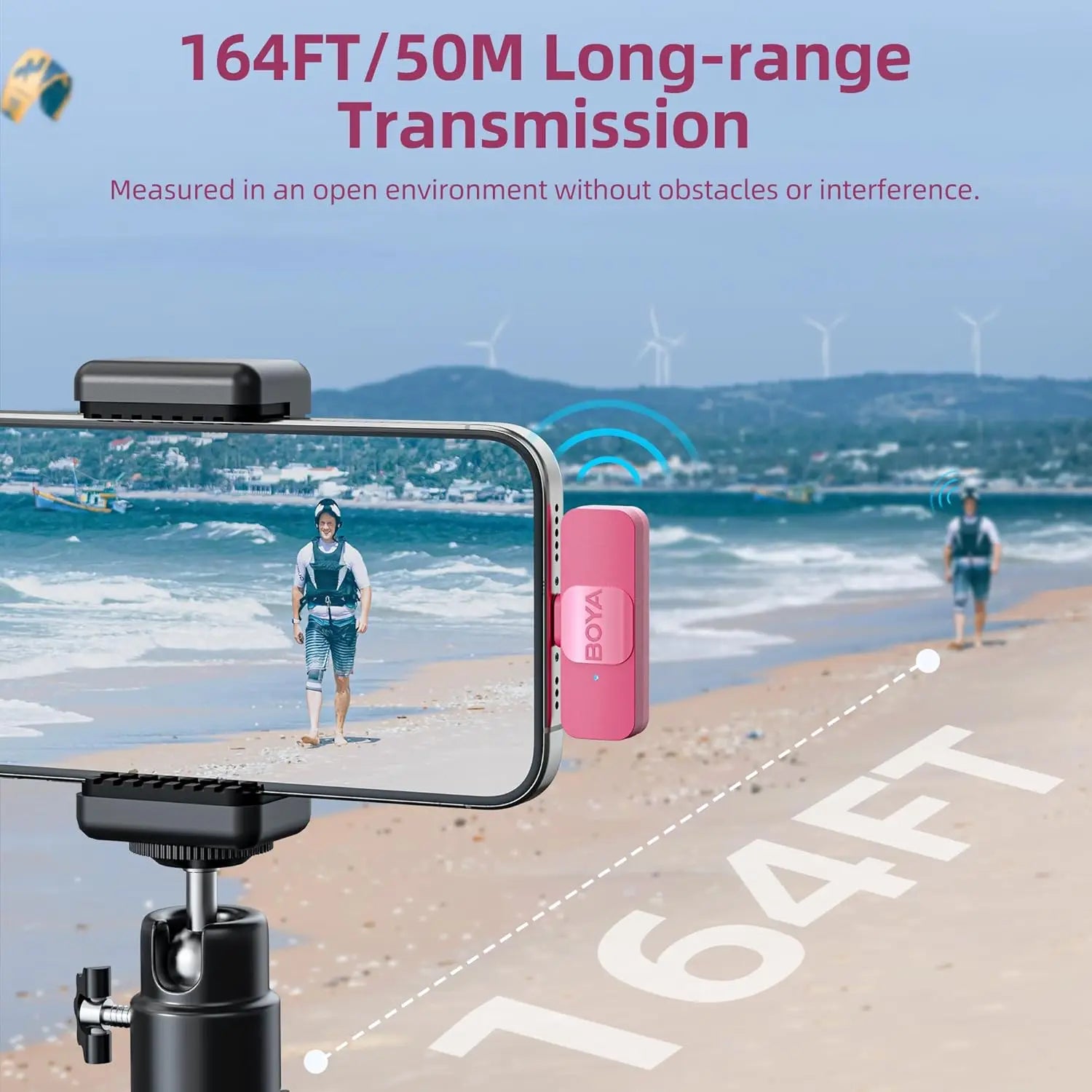 BY-V2-P Wireless Lavalier Microphone Portable Audio Video Recording Mini Mic for iPhone Android Vlog Gaming Phone Mic