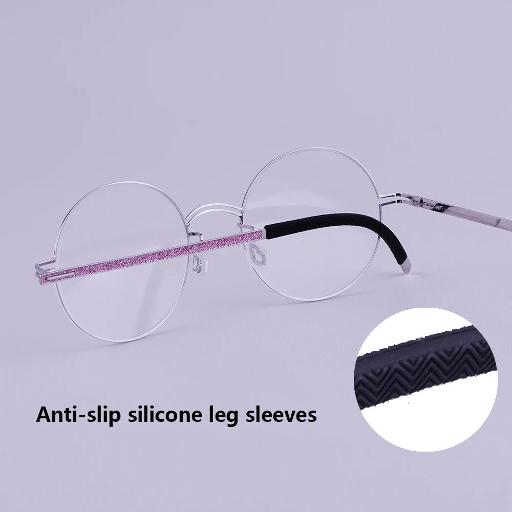 Vintage Round Screwless Titanium Eyeglasses Frame