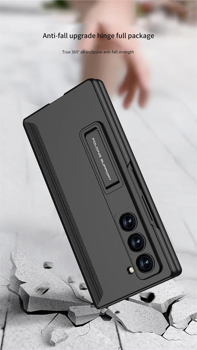 Luxury  Hinge Case for Samsung Z Fold 6 3 4 5 Case with Anti-peeping Glass All-inclusive Shockproof Shell Case