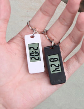 Unisex Student Electronic Clock Keychain Mini Electronic Student Oval Watch Digital Table Time Display Clock Hanging Keychain