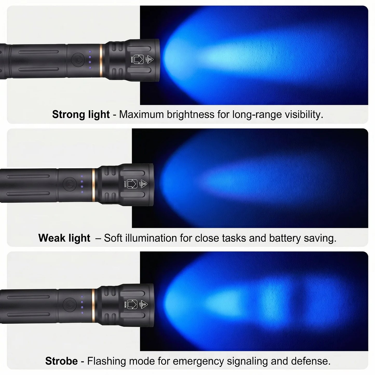 Zoom Blue Light Rechargeable LED Flashlight