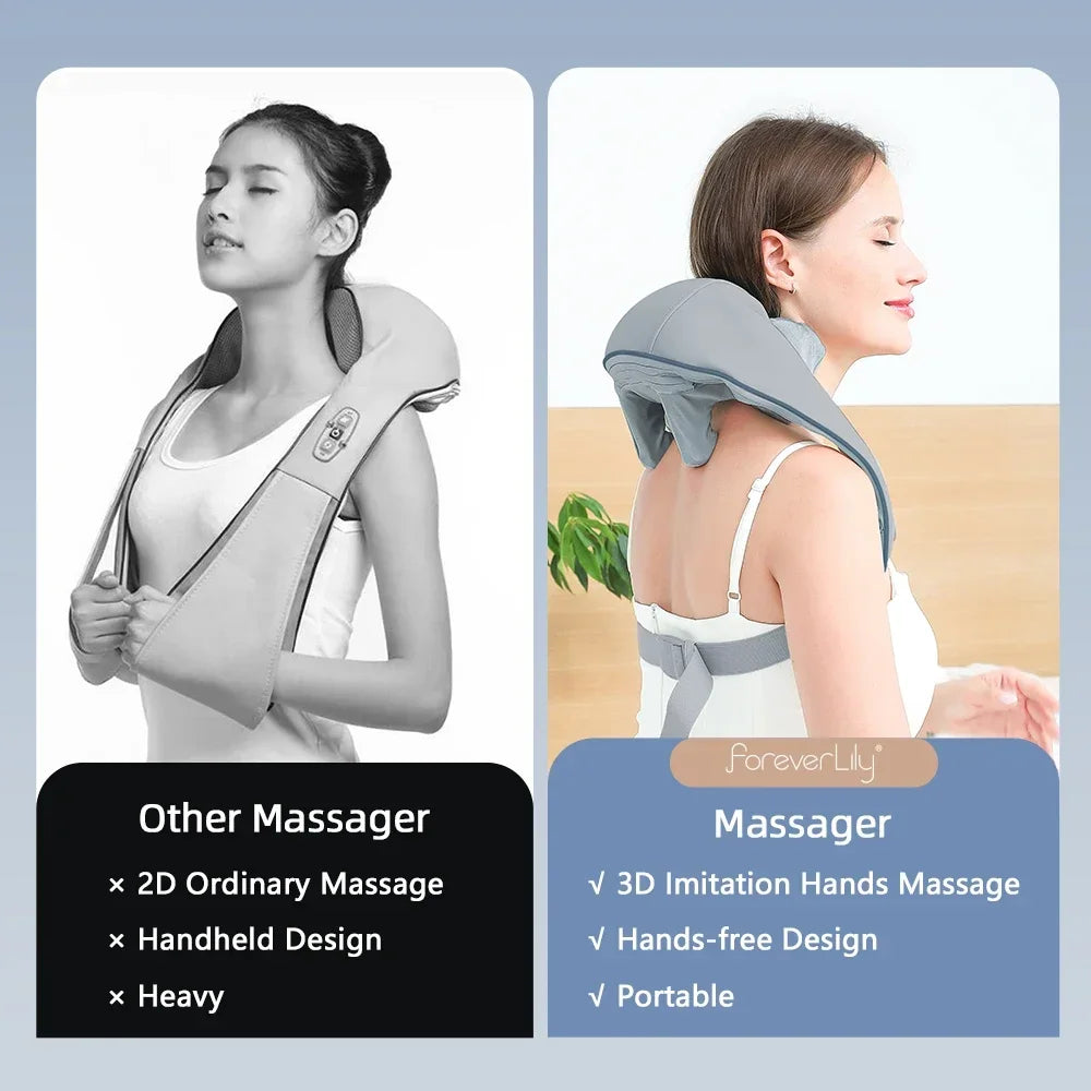 1PC Wireless Neck And Back Massager Neck And Shoulder Kneading Massage Shawl Neck Cervical Relaxing Trapezius Massager
