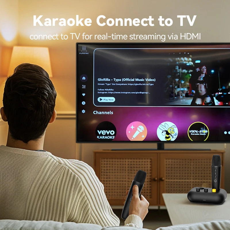 Puremic Karaoke Machine, Free Forever millions songs video MTV karaoke songs streaming karaoke Home Karaoke no Ads with 2 mics