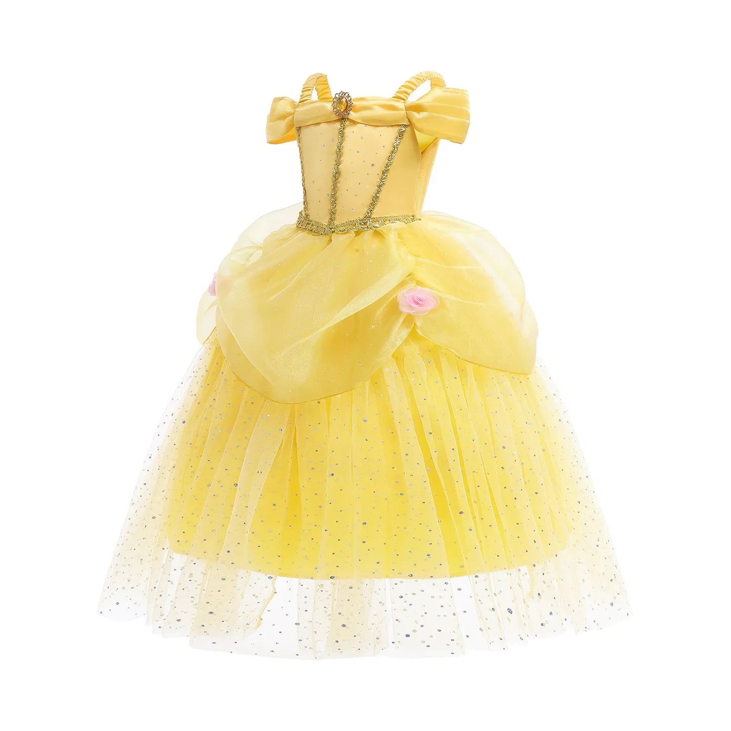 2025 Yellow Princess Dress For Girls Cosplay Carnival Costume Halloween Clothes Birthday Party Dresses Kids Birthday Clothing