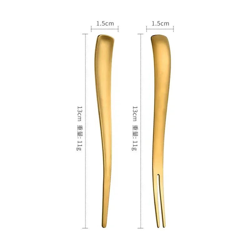 2in1 Fruit Fork 304 Stainless Steel Dessert Fork Food-grade Mixing Spoon Mini Fruit Stick Perfect for Cake Fish Coffee Ice Cream