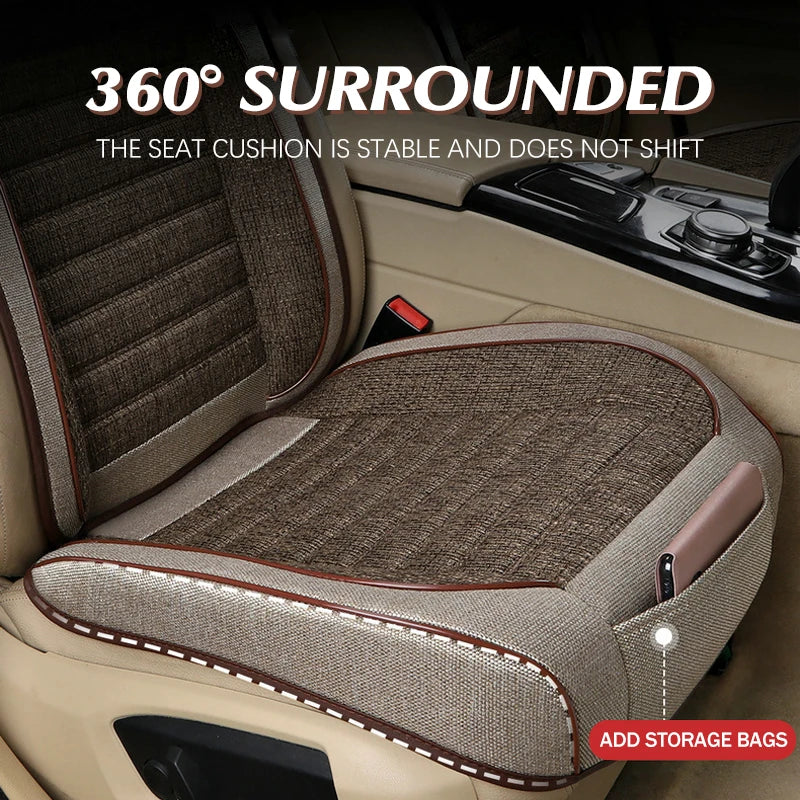 3D Linen Car Seat Covers Universal Leather Car Seat Cushion Full Surrounded Car Seat Pads Breathable Auto Chair Pads Protector