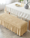 Stretch Long Bench Cover with Skirt Seersucker Ottoman Covers Elastic Piano Stool Protector Bedroom Bedside Footrest Slipcovers
