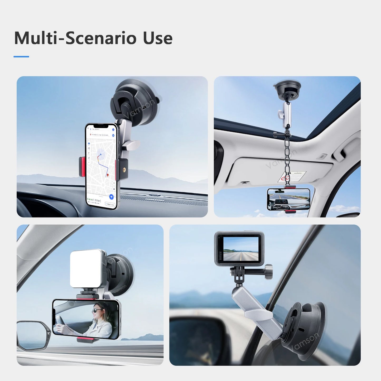 for Go Pro Accessories Aluminum Car Suction Cup Mount Bracket for GoPro Hero 11 10 Insta360 X3 for Smartphone Accessories