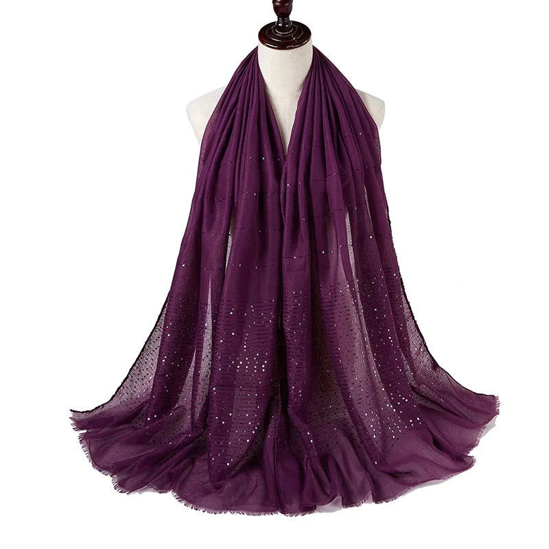 Cotton Hijabs Scarf Muslim Islamic Headscarf For Women Lady Soft Cotton Linen Tassel Sequins Islamic Hijab Shawl Wraps