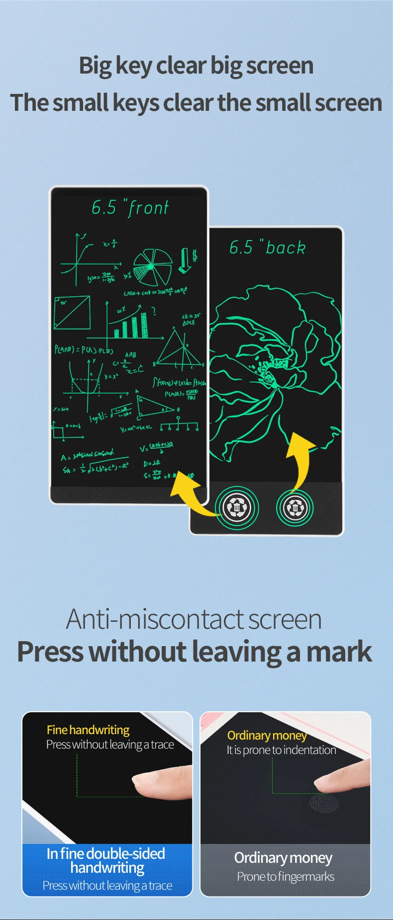 6.5-inch Double-sided Handwriting Full Screen Fine LCD Writing Tablet Liquid Crystal Drawing Board Meeting Content Sketch Pad