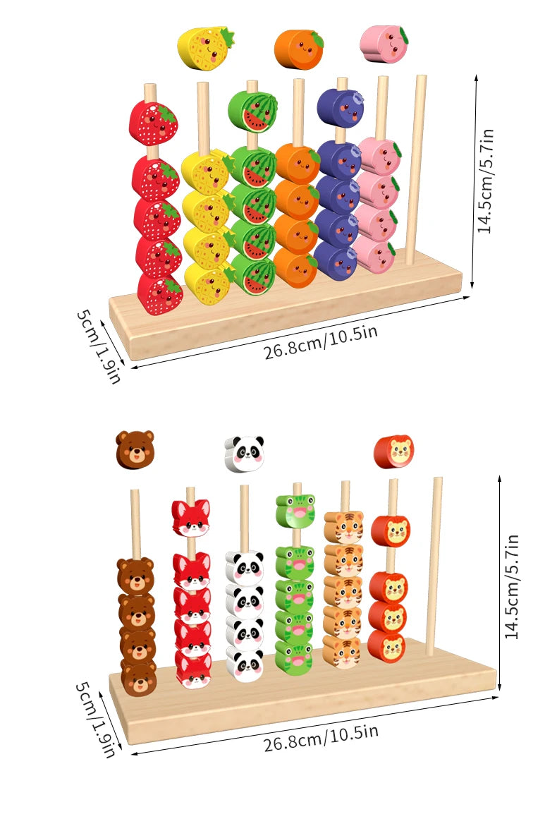 Wooden Clown Balance Scale and Stacking Rings Educational Toy